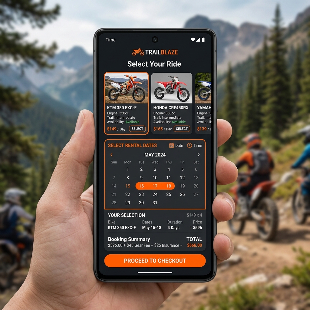 Aplikasi Booking & Sewa Motor Trail